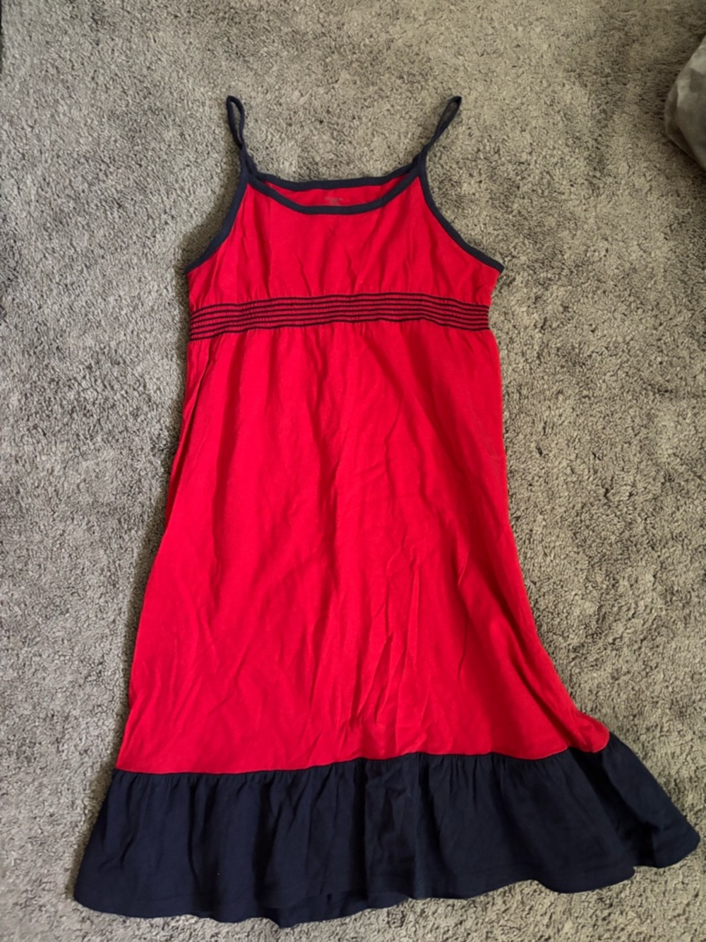 Faded Glory Red Navy Sleeveless A-Line Dress Ruffles Girls Size L 10-12